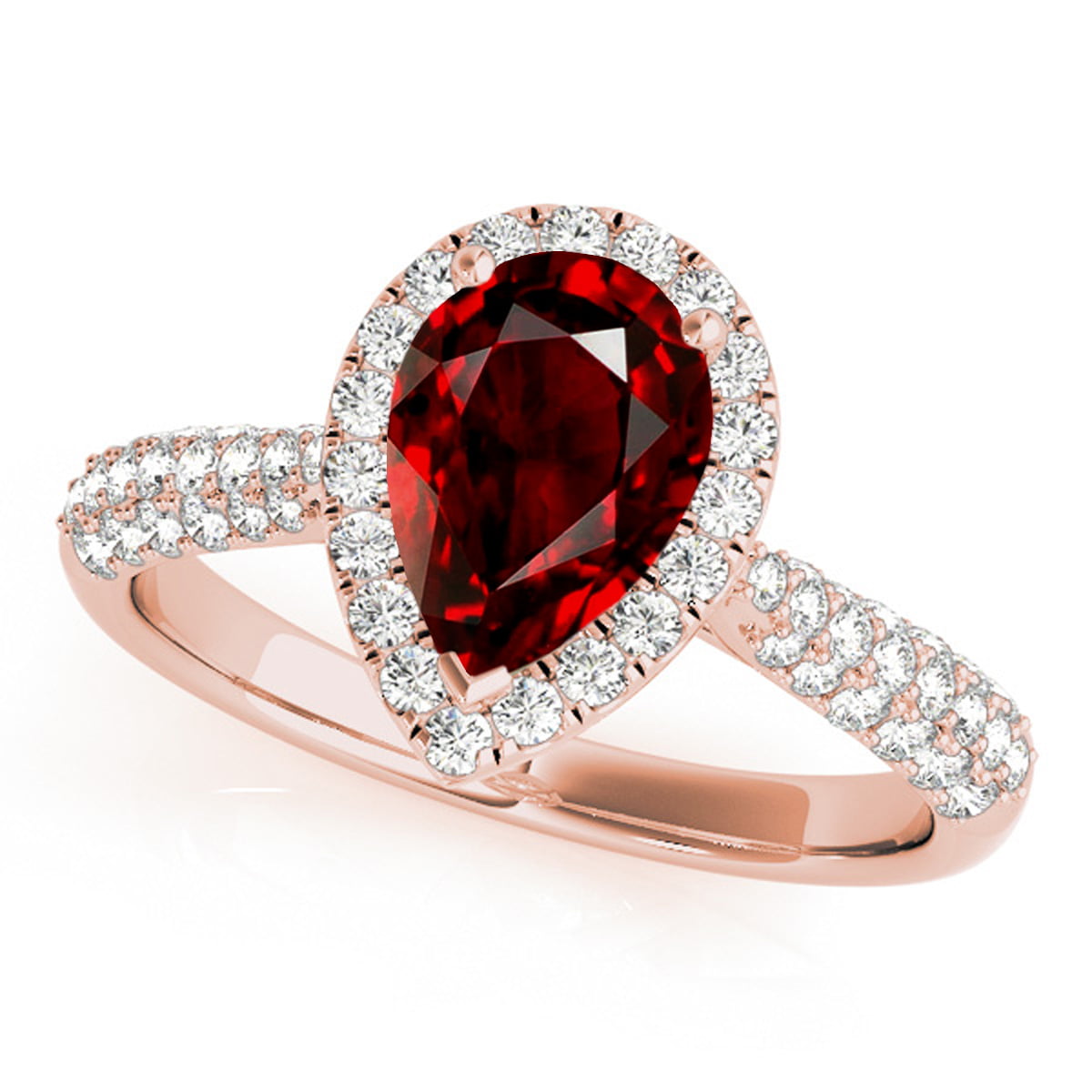 MauliJewels - 1.55 Ct Diamond & Pear Shaped Garnet Engagement/Wedding ...