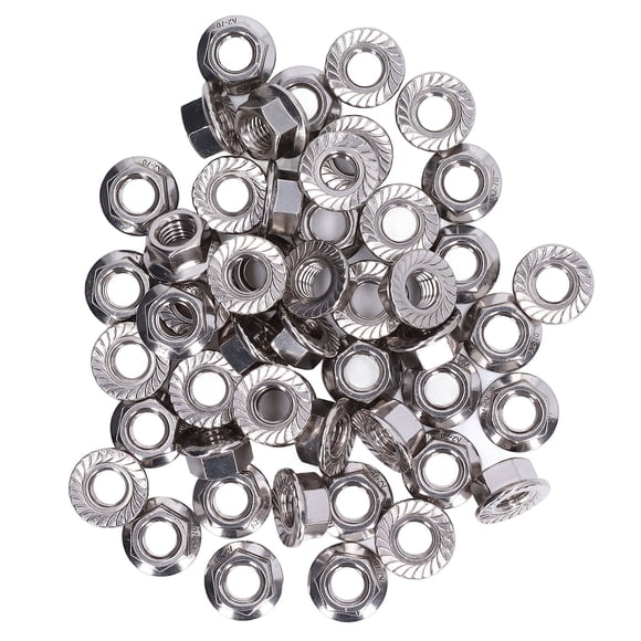 50Pcs Flange Nut, 304 Stainless Steel Fastener Accessory Set Kit M3 M4 M5 M6 M8 M10 M12 for Maintenance