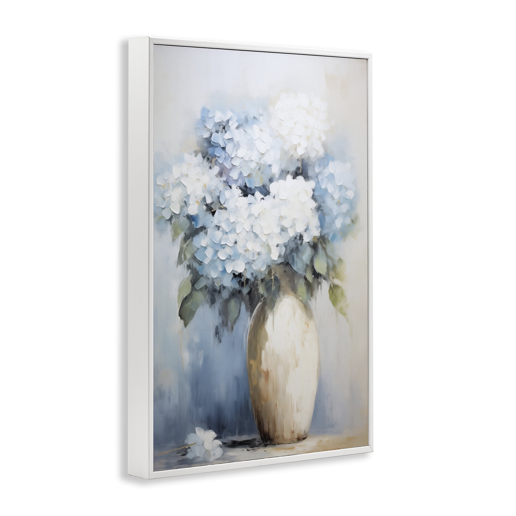 Stupell Industries White & Blue Hydrangeas Botanical & Floral Painting White Framed Art Print Wall Art, 20 x 30