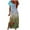 Blue, variant on Viikei Plus Size Short Sleeve Dress for WomenO-Neck Print Daily Vintage Bohemian Maxi Dresses
