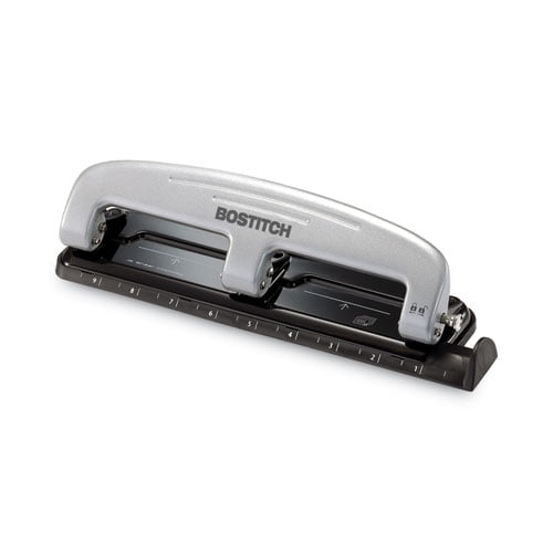 12-Sheet Ez Squeeze Three-Hole Punch, 9/32" Holes, Black/silver | Bundle of 5 Each