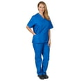 thumbnail image 3 of M&M SCRUBS Women Scrub Set V-Neck Medical Scrub Tops and Drawstring Pants - Pack of 6 Set (True Royal Blue, 3X-Large), 3 of 7