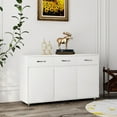 thumbnail image 2 of Gzxs 52.56"W White 3 Door Buffet Cabinet, Coffee Bar Cabinet with 3 Drawers and Adjustable Shelf, Kitchen Buffet Sideboard for Living Room, Dining Room, 2 of 6