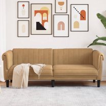 vidaXL Sofa 3-Seater Brown Faux Suede Leather