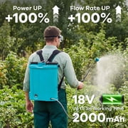 Battery Powered Backpack Sprayer 4.23 Gallon 0-65 PSI Adjustable Pressure, Electric Sprayer with 5 Nozzles and 1 Wands, 18V 2Ah Battery, Wide Mouth Lid for Weeding, Spraying