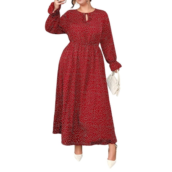 Women V Neck Short Sleeve Tied Elegant Casual Daily Dress Red XL
