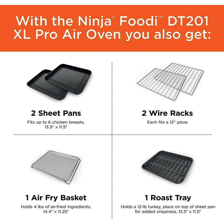 Ninja DT201 Foodi 10 en 1 XL Pro Air Fry Digital - Horno tostador de  convección con deshidrato y recalentamiento, 1800 vatios, acabado de acero