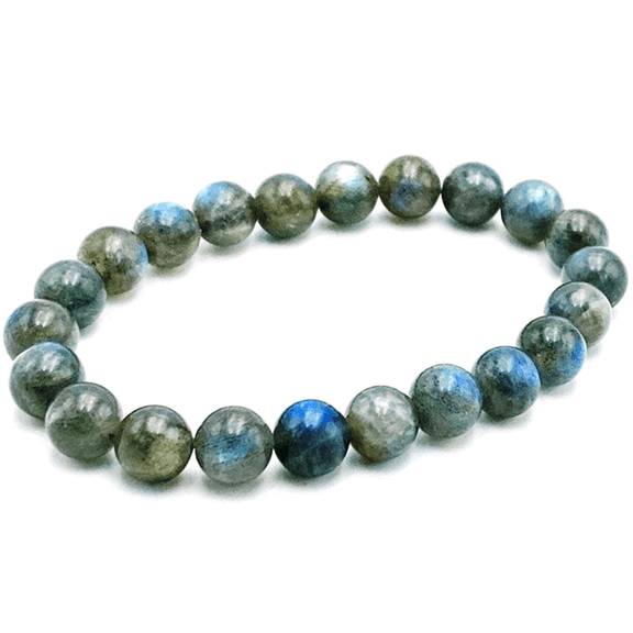 Natural Blue Fire Labradorite 8mm Round Shape Smooth Cut Beads Stretchable Bracelet for Men & Women.