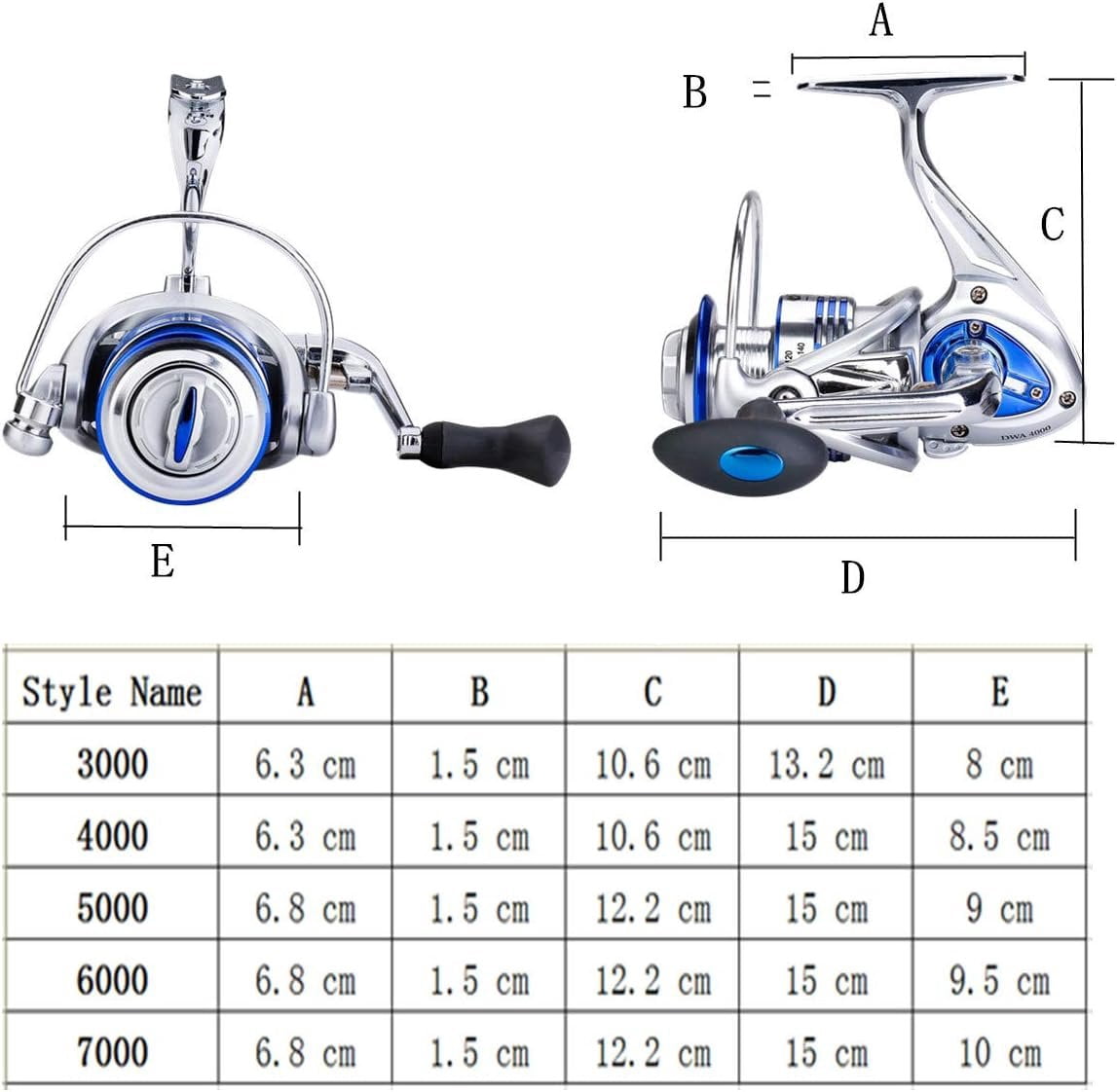 Spinning Fishing Reels for Saltwater Freshwater 3000 4000 5000 6000 7000 Spools Ultra Smooth Ultralight  Trout Bass Carp Gear Stainless Ball Bearings Metal  Ice Fishing Reels