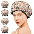 thumbnail image 7 of Shower Caps,German Shepherd Dog and Flower Waterproof Shower Cap for Women 4 Pieces,Double Reusable Hair Cover for Shower PEVA Elastic Stretch Hem, 7 of 7
