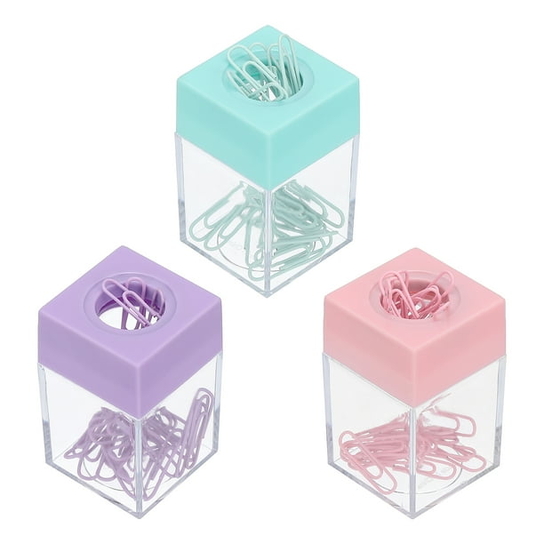 Soporte de clip de papel magnético Uxcell, 3 piezas organizador de clips de papel de gran capacidad para escritorio, multicolor