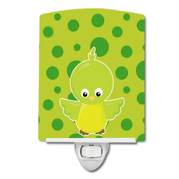 Bird on Green Polkadots Ceramic Night Light