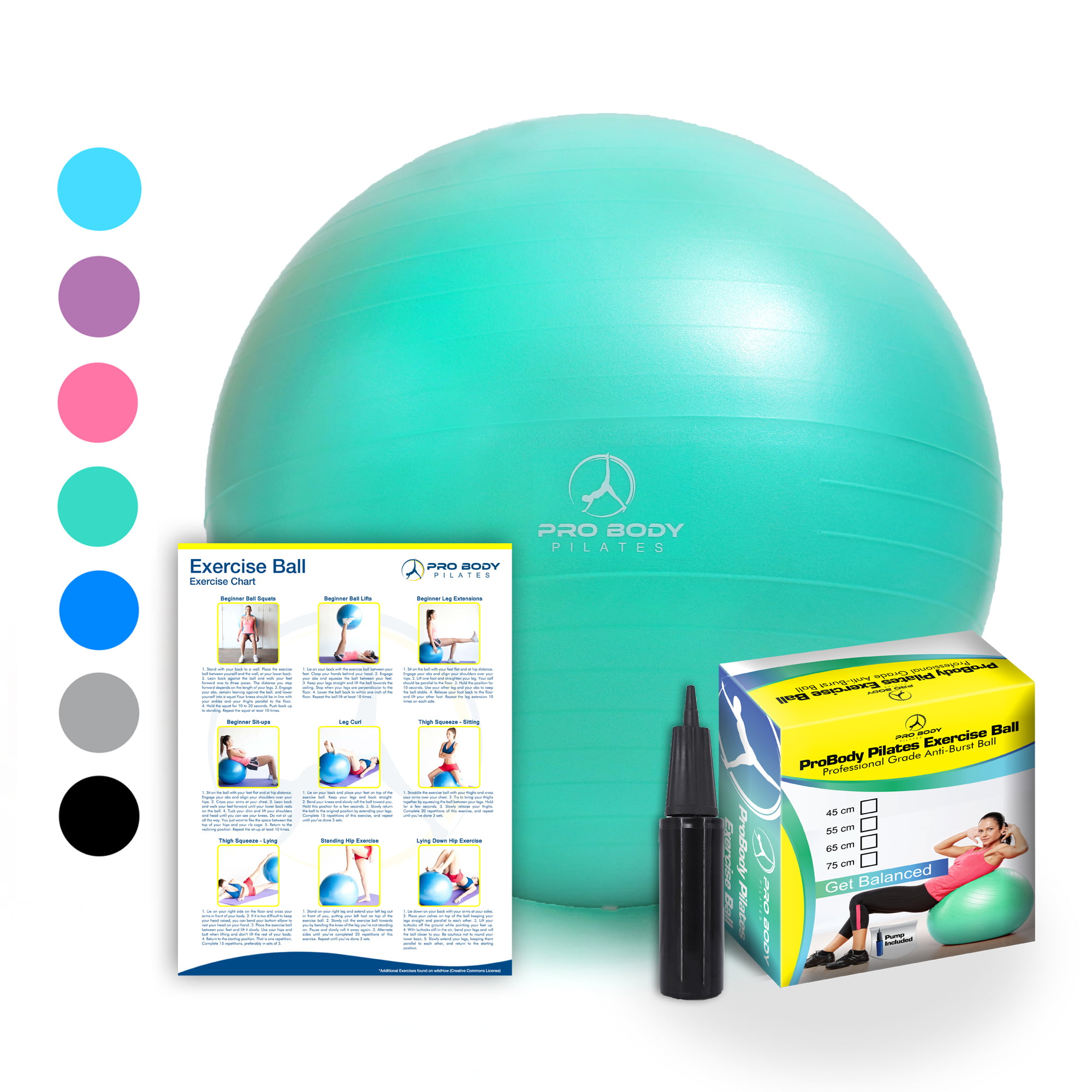 Exercise Ball Yoga Gym Swiss Pregnancy Birthing Anti-Burst 65cm 275lbs inc Pump 