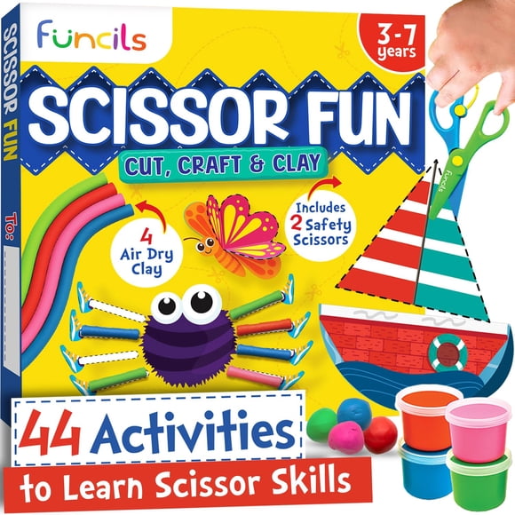 Kit de Habilidades con Tijeras Funcils para Niños Pequeños con Arcilla al Aire 3-7 Años