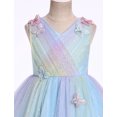 thumbnail image 5 of IBTOM CASTLE Toddler Flower Girl Dress Sequin Butterfly Princess Birthday Pageant Wedding Party Dresses V-Back Tulle Formal Gown 18-24 Months Rainbow Blue, 5 of 7