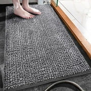Softlife Luxury Soft Bathroom Non-Slip Rug Shaggy Bath Mat,24x36,Gray