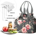 thumbnail image 4 of Pioneer Flower Floral Print Pattern Drawstring Lunch Bag Women - Drawstring Lunch Bag Insulated for Work Office - Stain-Resistant Large Lunchbags for Women with Multi-Pockets, 4 of 6