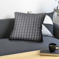 thumbnail image 3 of DURUA Decorative Throw Pillow, Square Sofa Cushion, Fluffy Plaid & Soft Plush, Modern Home Decor for Couch Bed, 17.3x17.3 Inch Dark Gray, 3 of 8