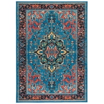 SAFAVIEH Journey Casey Oriental Machine Washable Area Rug, Blue/Red, 8'9" x 12'