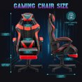 thumbnail image 7 of Huracan PU Leather Gaming Chair with Footrest & Lumbar, Adjustable Armrests/Headrest Computer Gamer Chair for Adults, Office/Game/Home, Red, 7 of 7