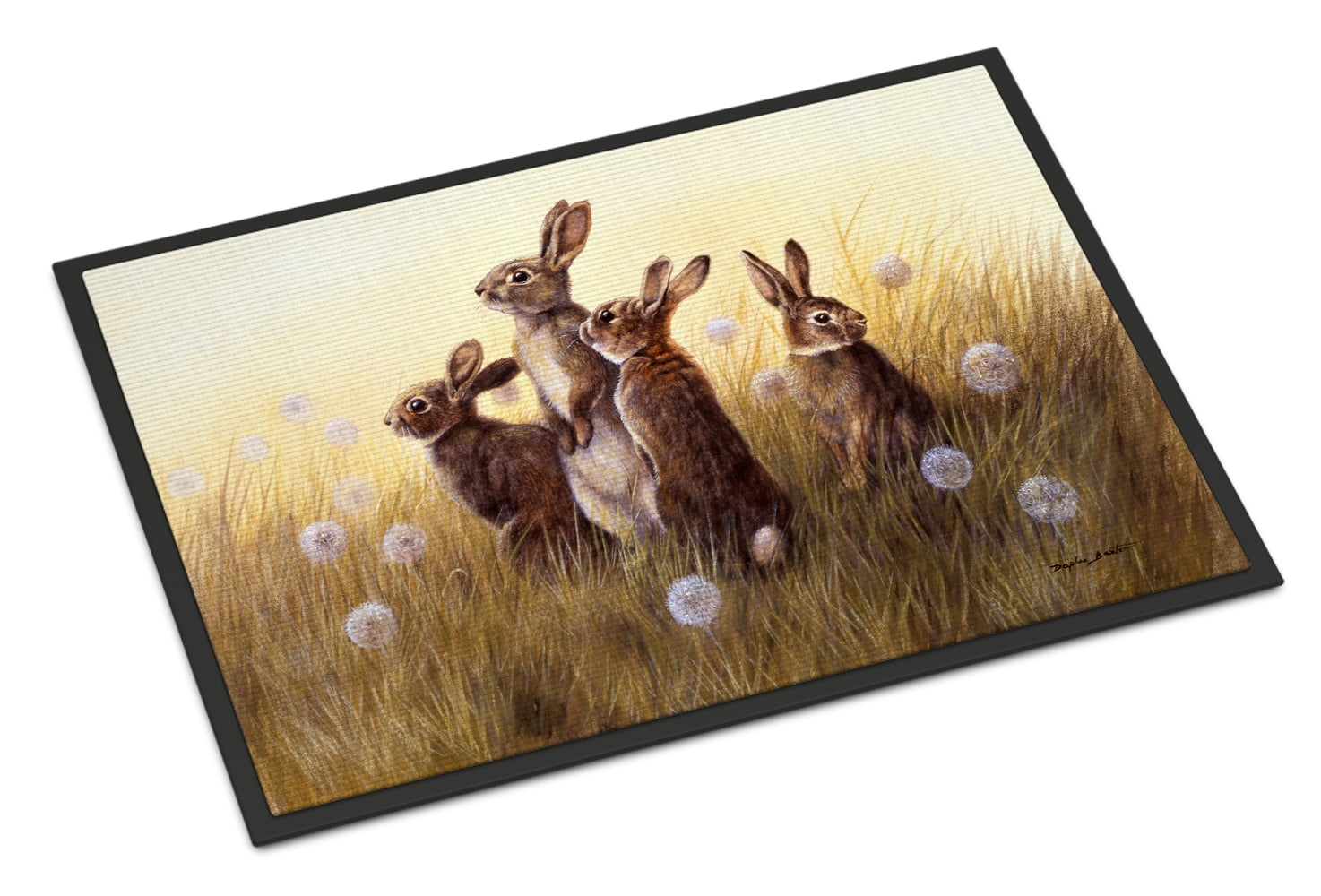 Rabbits in the Dandelions Doormat by Caroline's Treasures