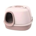 thumbnail image 1 of Bandeja de gato de gato encerrada Bandeja para gatos innovador anti -salpicaduras innovadoras para animales pequeños bandeja de arena para mascotas rosa, 1 of 8