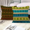 thumbnail image 4 of LAICAIW Boho Pillow Covers 18x18 Inch, Hippie Bohemian Decorative Throw Pillow Covers Blue Square Cotton Linen Couch Pillow Cases for Home Decor, Set of 4 (No Insert Included), 4 of 7
