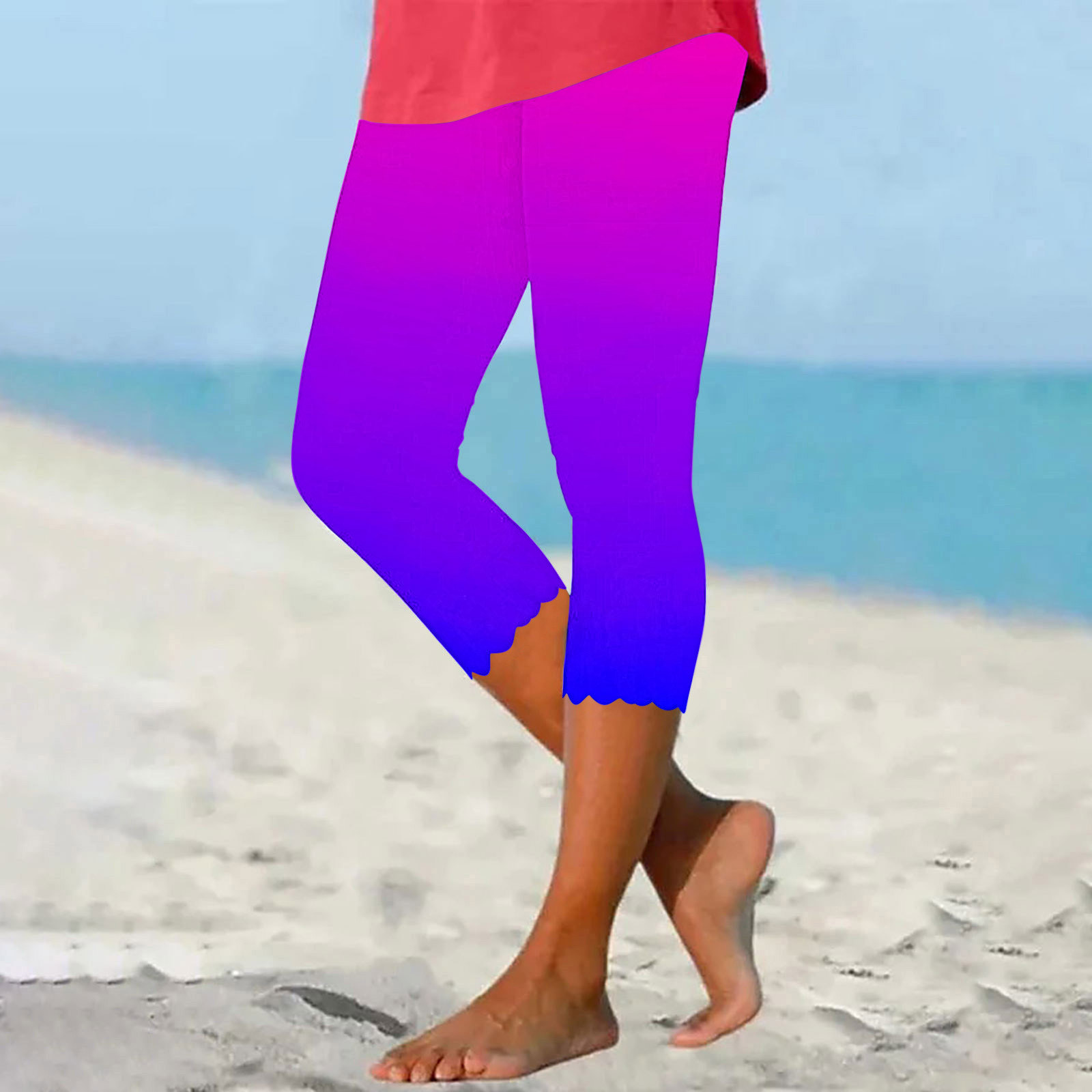 RYRJJ Tie Dye Capri Leggings for Women High Waisted Stretch Knee Length ...