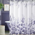 thumbnail image 3 of Purple Leaf Shower Curtain, Lavender Watercolor Eucalyptus Leaves Botanical Plants Bathroom Curtain Waterproof Fabric Machine Washable with Hooks, 84" Wx72 L, 3 of 6
