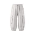 thumbnail image 4 of Hueook Womens Capri Pants Hiking Women's Loose Casual Cargo Pants with Pockets White L, 4 of 6