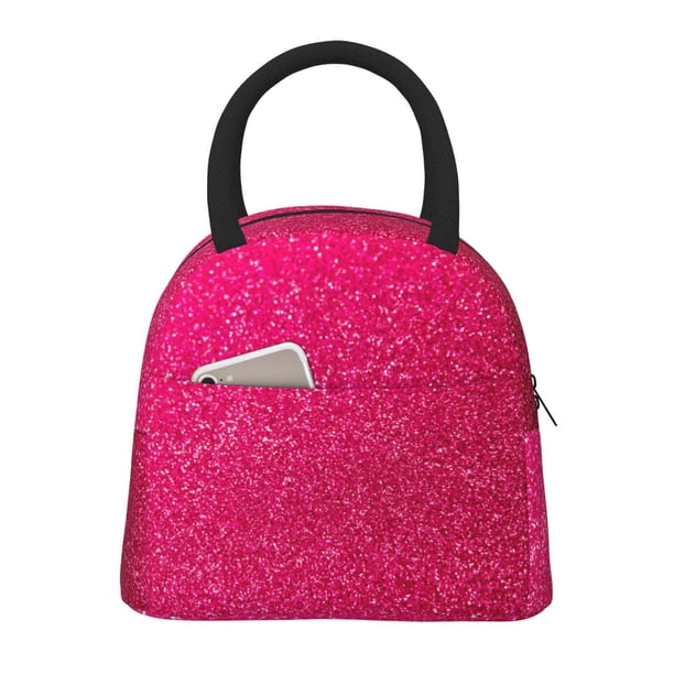 Fotbe Rose Red Glitter Bolsa de Almuerzo con Estampado, Lonchera Aislada, Contenedor de Comida Reutilizable Tipo Cooler a Prueba de Fugas