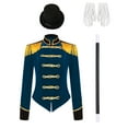 thumbnail image 3 of TiaoBug Womens Circus Jacket Coat Magic Show Outerwear Party Cosplay Costume with Accessories Set Dark Blue L, 3 of 7