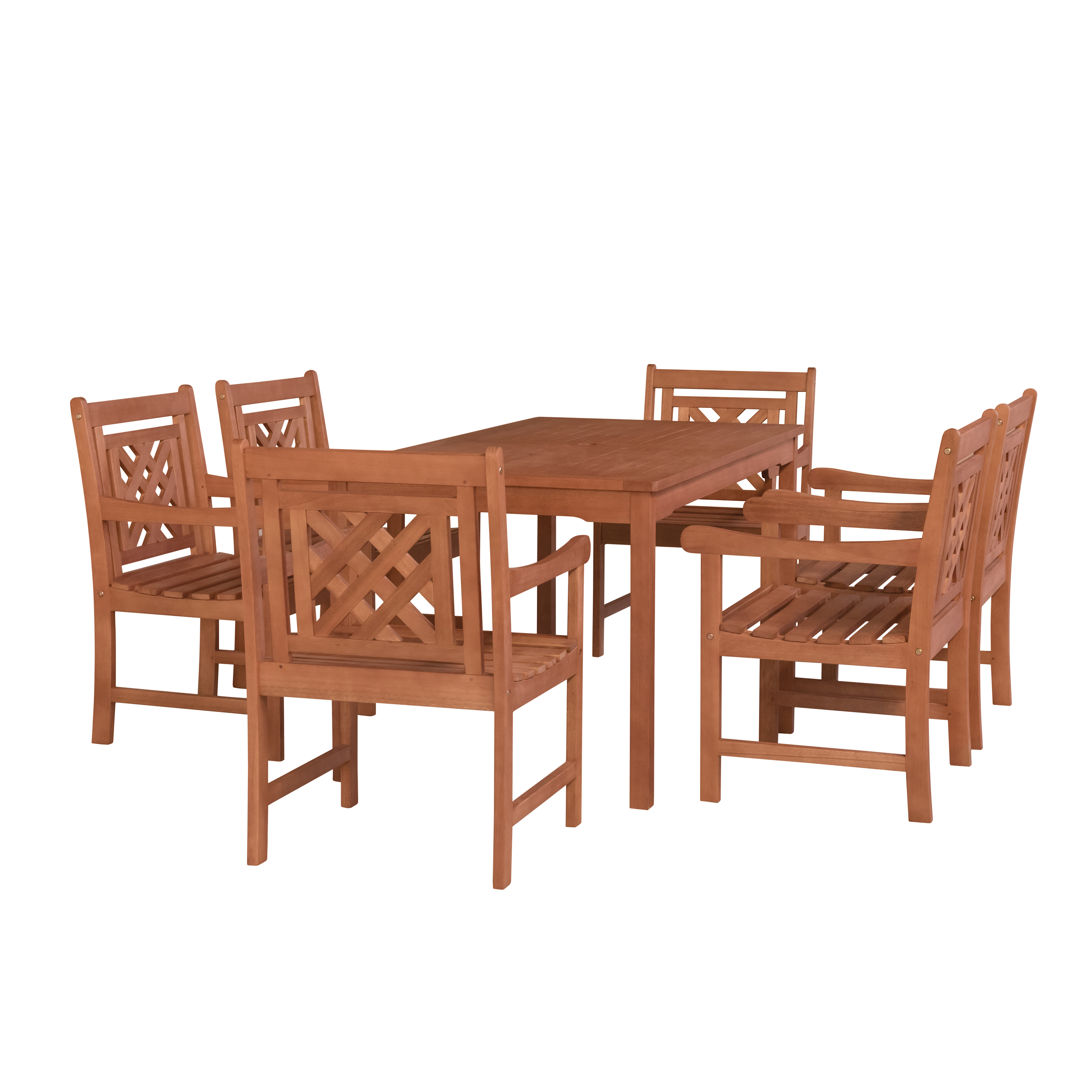 Malibu Outdoor 7-piece Wood Patio Rectangular Table Dining Set