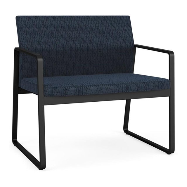 Chaise Bariatrique pour Réception Salle d'Attente Soins de Santé / Acier Noir / Bleu