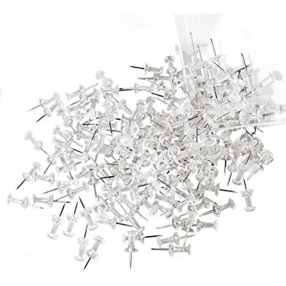 400 Clear Push Pins, Bulletin Board Steel Push Pin Thumb Tacks, Wall Corkboard Map Calendar Photo, Home Office Craft Decoration, Durable, Anti-Rust and Reusable Plastic Head(Clear)