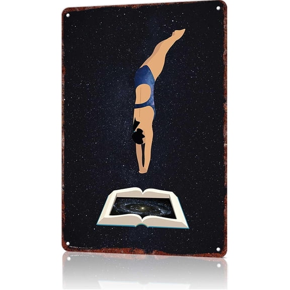 Read Sign Dive Into A New Universe Vintage Metal Tin Sign Book Signs Library Decor For Home Library Bookstore Coffee Shop Study Room Kids Room Classroom Wall Decor 8x12inch