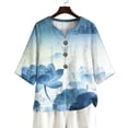 thumbnail image 7 of Daiosportswear Women 3/4 Sleeve Summer T-Shirts 3D Print Gradient Harajuku T Shirt,Linen Shirts for Women Multicolor-E M(M), 7 of 7