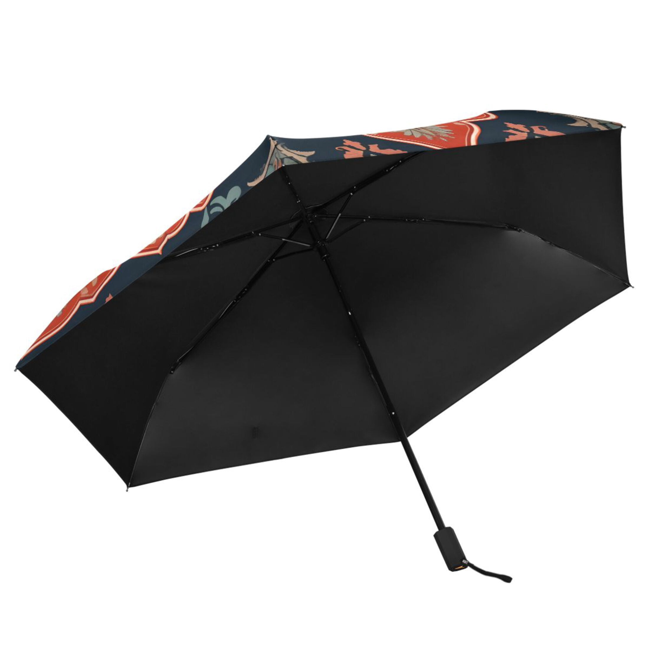 Red Boho Mandala Compact Sun Umbrella Windproof Travel Umbrellas for Rain Strong Portable UV Protection