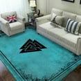 thumbnail image 2 of Viking Print Valknut Rectangle Area Rug – Non-Slip, Machine Washable, Soft – Modern Home Decor Carpet – Non-Slip Backing – Soft Low-Pile – Durable & Fade-Resistant, 2 of 7