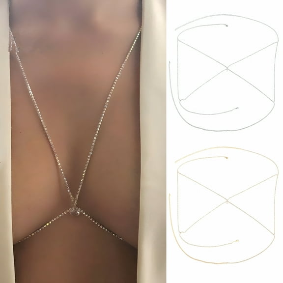 TELOLY Women Chest Chain Body Chain Body Jewelry Breast Support Chain Club Party Solid Color Stainless Triangle Shape Lady Chest Decorative Accessory