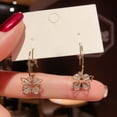 thumbnail image 4 of SUSHANG Crystal Butterfly Earrings Temperament Crystal Butterfly Earrings Rhinestone Decor Butterfly Charm Drop Earrings Butterfly Hoop Earrings for Women, 4 of 8