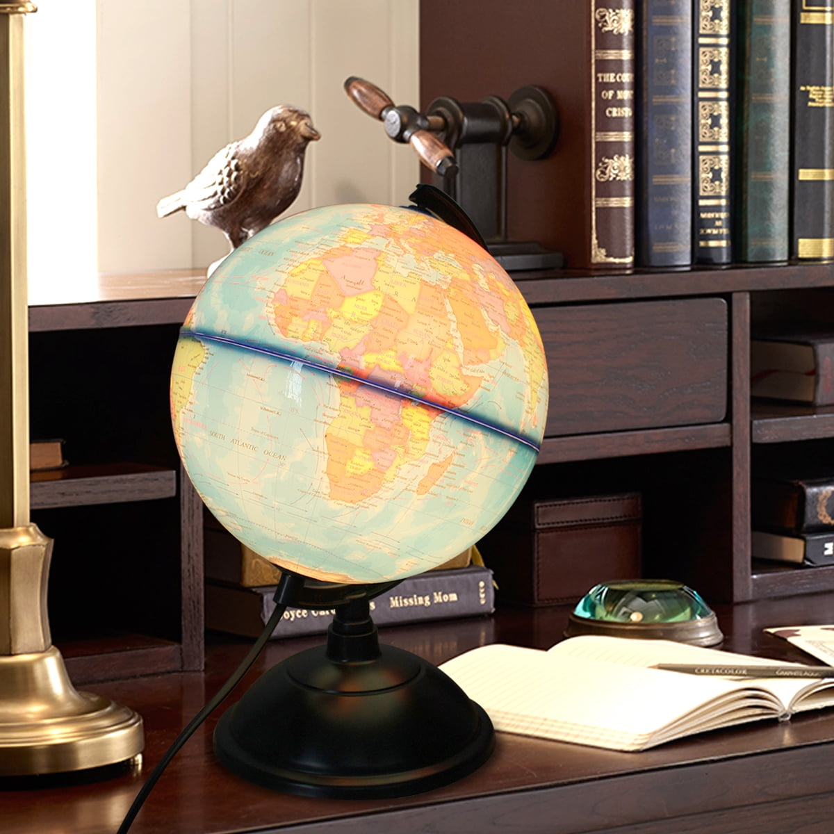 world globe table lamp