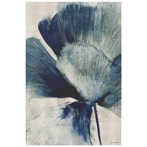 "Azure Bloom", Blue Flower Rendered on Gold Shagreen Wrapped Canvas Wall Art, sized 60"x40"