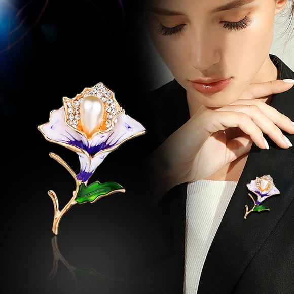 EGNMCR Broches et Épingles pour Femmes Vintage Nostalgique Élégant Fleur Perle Peinture Huile Broche pour Femmes Bijoux Animaux Broche