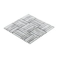 thumbnail image 2 of Modket TDH369AL Aluminum Metallic Silver Foil Glass Parquet Mosaic Tile Kitchen Wall Backsplash, 2 of 5