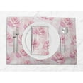 thumbnail image 1 of S4Sassy Pink Rose Floral Washable Placemats & Napkins Table Decor Dining Mats, 1 of 3