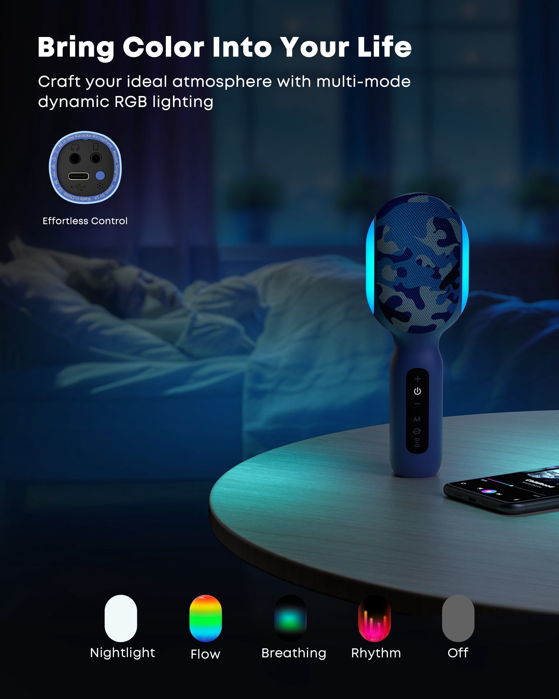 Wireless Bluetooth Karaoke Microphone for Sing, Handheld Mic with Speaker, Voice Changer Effect