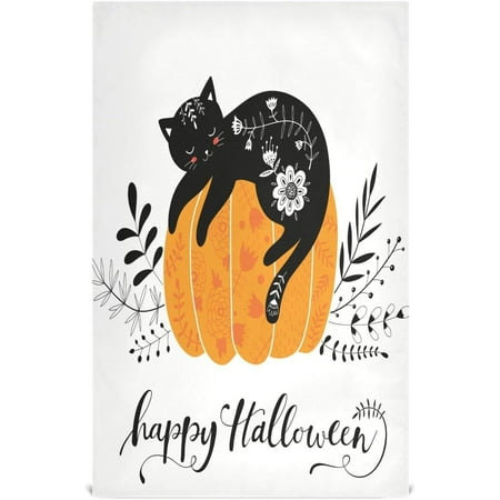 

Bestwell 1Pcs Halloween Pumpkin and Cute Cat Kitchen Dish Towel Set Drying Kitchen Towels Tea Towels Gift Set for Drying Cleaning Cooking Baking 28x18 inch