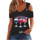 thumbnail image 1 of Tops de Hombro Frío para las Mujeres Día de la Independencia Impreso Fuera Del Hombro Blusa con Cuello en V, Fuera Del Hombro de las Mujeres, 1 of 4