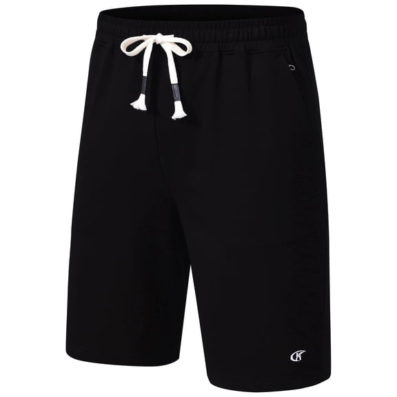 Men's Cotton Shorts Casual Elastic Waist Drawstring Summer Beach Vacation Yoga Golf Shorts with Zipper Pockets